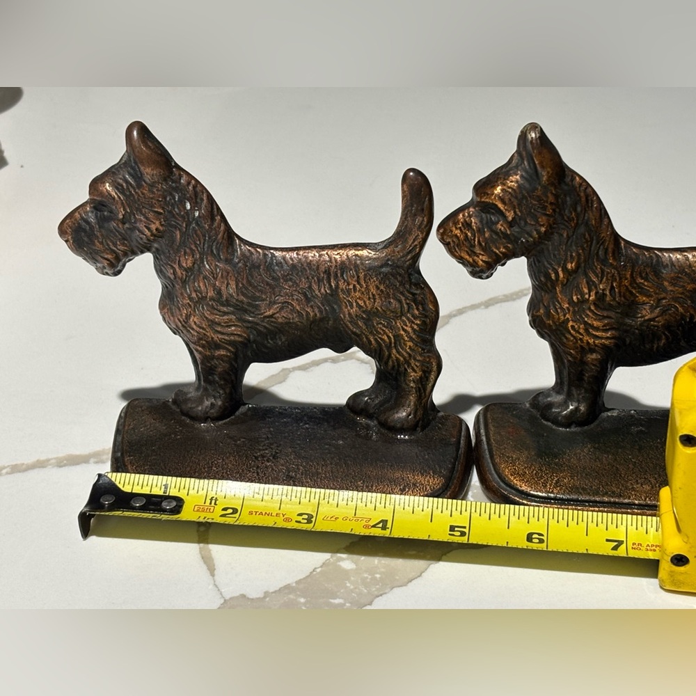 Art Deco Vintage Cast Iron Bookends Scottie Dog Standing Seville Studios - Picture 3 of 4